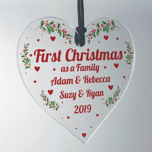 First Christmas As A Family Hanging Heart 1st Christmas Decor