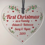 First Christmas As A Family Hanging Heart 1st Christmas Decor