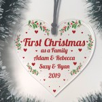 First Christmas As A Family Hanging Heart 1st Christmas Decor