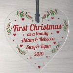 First Christmas As A Family Hanging Heart 1st Christmas Decor