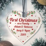 First Christmas As A Family Hanging Heart 1st Christmas Decor