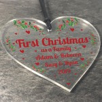 First Christmas As A Family Hanging Heart 1st Christmas Decor