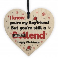 Boyfriend Gift For Christmas Wooden Heart Funny Christmas Card