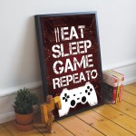 Gaming Sign Gaming Print Framed Boys Bedroom Decor Wall Art