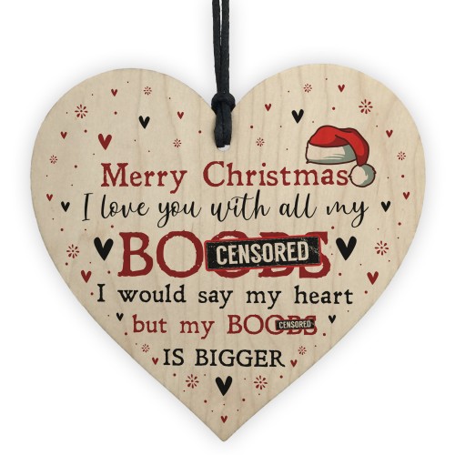 Funny Christmas Gift For Boyfriend Husband Wooden Heart
