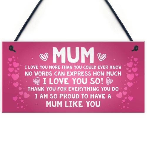 Mum Gift For Birthday Christmas Hanging Sign Gift For Mum