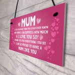 Mum Gift For Birthday Christmas Hanging Sign Gift For Mum