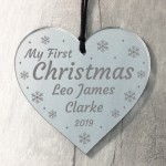 1st Christmas Bauble For Baby Heart Plaque Babys First Xmas