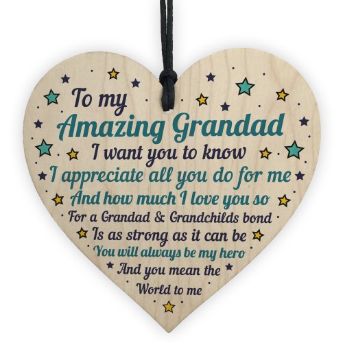 Handmade Grandad Amazing Sign Heart Grandparent Gift For Grandad