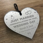 Wedding Day Gift For Couple Heart Plaque Just Married Sign