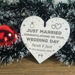 Wedding Day Gift For Couple Heart Plaque Just Married Sign