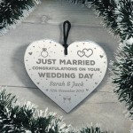 Wedding Day Gift For Couple Heart Plaque Just Married Sign