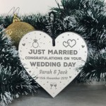 Wedding Day Gift For Couple Heart Plaque Just Married Sign