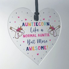 Novelty Auntie Unicorn Gifts Acrylic Heart Sign Funny Christmas