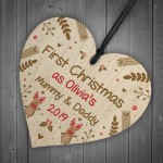 First Christmas As Mummy And Daddy Personalised Wooden Heart
