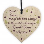 Great Gran Gift For Birthday Xmas Wood Heart Grandparent Gift