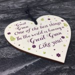 Great Gran Gift For Birthday Xmas Wood Heart Grandparent Gift