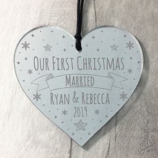 Handmade First Christmas Married Heart 1st Christmas Tree Decor
