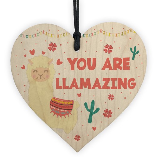 Cute Llama Gift For Girls Novelty Wooden Hanging Heart Birthday 