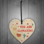 Cute Llama Gift For Girls Novelty Wooden Hanging Heart Birthday 