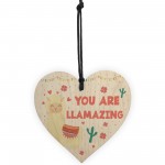 Cute Llama Gift For Girls Novelty Wooden Hanging Heart Birthday 