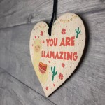 Cute Llama Gift For Girls Novelty Wooden Hanging Heart Birthday 