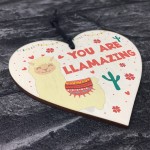 Cute Llama Gift For Girls Novelty Wooden Hanging Heart Birthday 