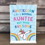 Auntie Gift For Birthday Christmas Standing Plaque Unicorn Gift