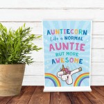 Auntie Gift For Birthday Christmas Standing Plaque Unicorn Gift