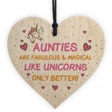 Auntie Plaque Wood Heart Funny Auntie Gift Unicorn Plaque