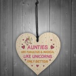 Auntie Plaque Wood Heart Funny Auntie Gift Unicorn Plaque