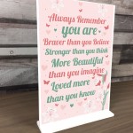 Braver Stronger Beautiful Motivational Inspirational Gift Plaque