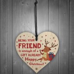 Funny Friendship Christmas Gift Novelty Wood Heart Joke Present