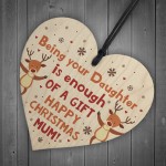 Funny Christmas Gift For Mum From Daughter Wood Heart Funny Card