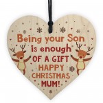 Funny Christmas Gift For Mum From Son Wood Heart Funny Mum Card