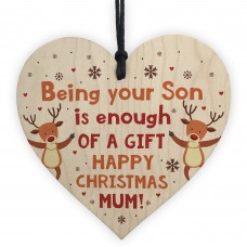 Funny Christmas Gift For Mum From Son Wood Heart Funny Mum Card