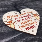 Funny Christmas Gift For Mum From Son Wood Heart Funny Mum Card