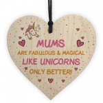 Mum Plaque Wood Heart Funny Mum Gift For Birthday Xmas Unicorn 