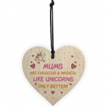 Mum Plaque Wood Heart Funny Mum Gift For Birthday Xmas Unicorn 