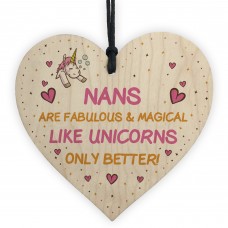 Nan Plaque Wood Heart Funny Nan Gift For Birthday Xmas Unicorn