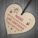 Nan Plaque Wood Heart Funny Nan Gift For Birthday Xmas Unicorn
