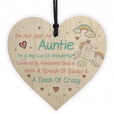 Crazy Auntie Plaque Wooden Heart Funny Auntie Gift For Birthday