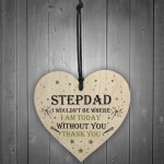 Novelty Step Dad Gift Wood Heart Thankyou Gift From Daughter Son