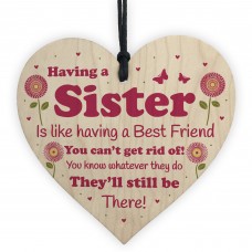 Funny Sister Gift Wooden Hanging Heart Quirky Sister Gift