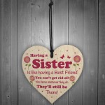 Funny Sister Gift Wooden Hanging Heart Quirky Sister Gift