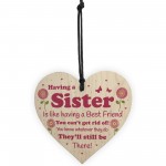 Funny Sister Gift Wooden Hanging Heart Quirky Sister Gift