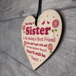 Funny Sister Gift Wooden Hanging Heart Quirky Sister Gift