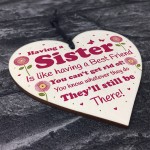 Funny Sister Gift Wooden Hanging Heart Quirky Sister Gift
