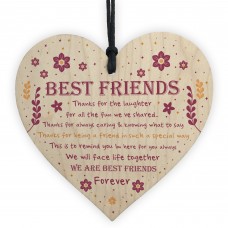 Thank You Best Friend Plaque Wood Hanging Heart Friendship Gift