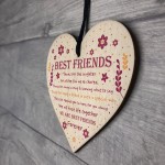 Thank You Best Friend Plaque Wood Hanging Heart Friendship Gift